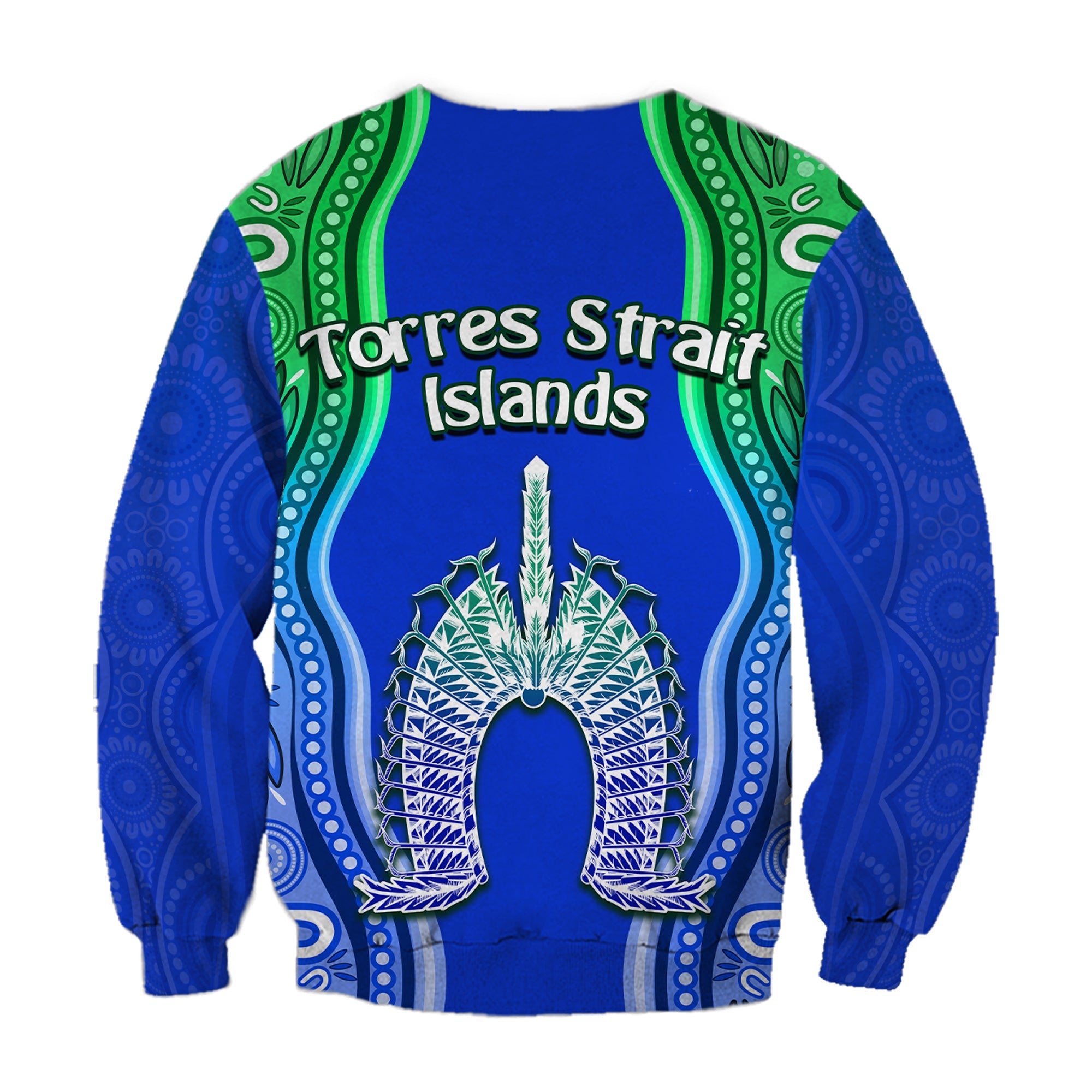 torres-strait-islands-sweatshirt-the-dhari-mix-aboriginal-turtle-version-blue