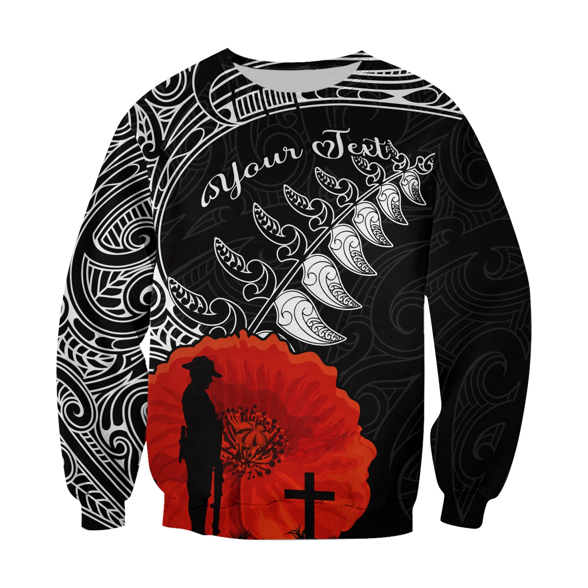 custom-personalised-new-zealand-anzac-2022-sweatshirt-maori-mix-fern-poppy
