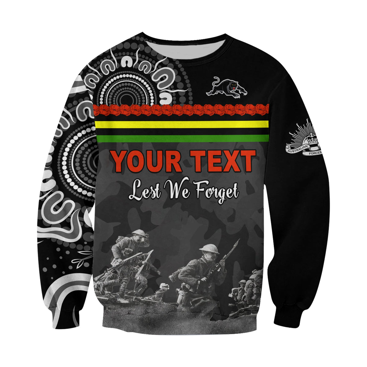 custom-personalised-panthers-anzac-day-sweatshirt-aboriginal-lest-we-forget-ver02
