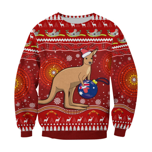 custom-personalised-australia-christmas-sweatshirt-aboriginal-kangaroo