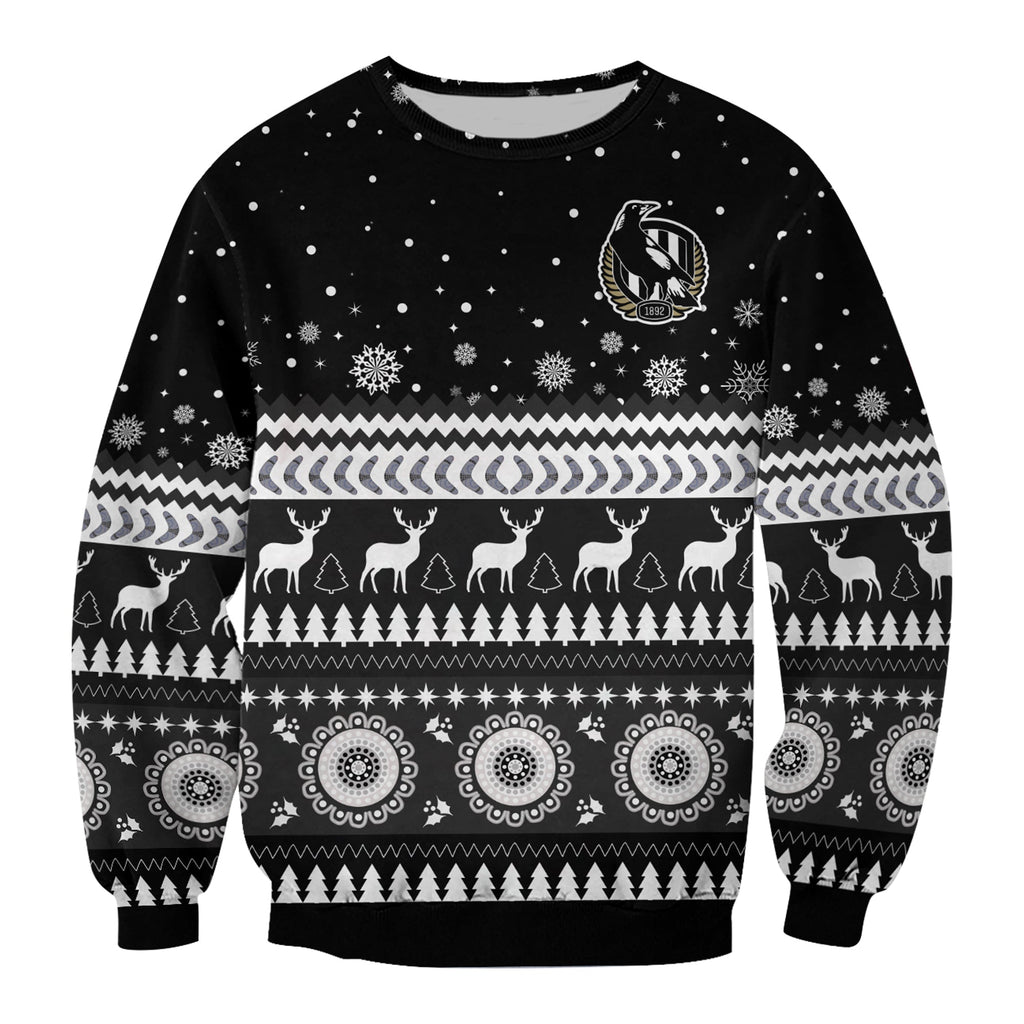 custom-personalised-magpies-christmas-sweatshirt-indigenous-collingwood-football