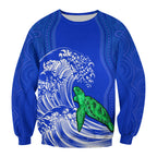 torres-strait-islands-sweatshirt-the-dhari-mix-aboriginal-turtle-version-blue