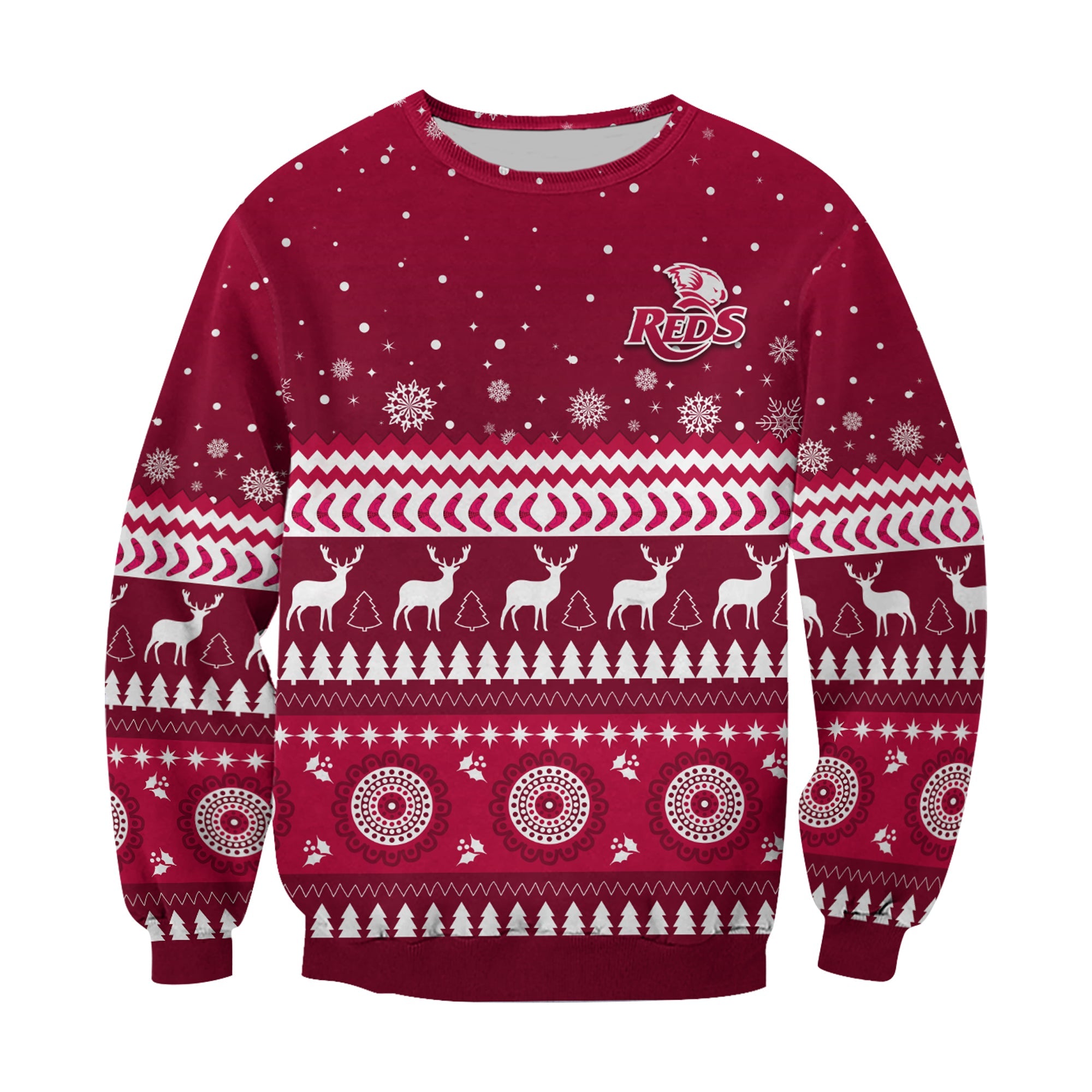 custom-personalised-reds-christmas-sweatshirt-queensland-rugby-indigenous