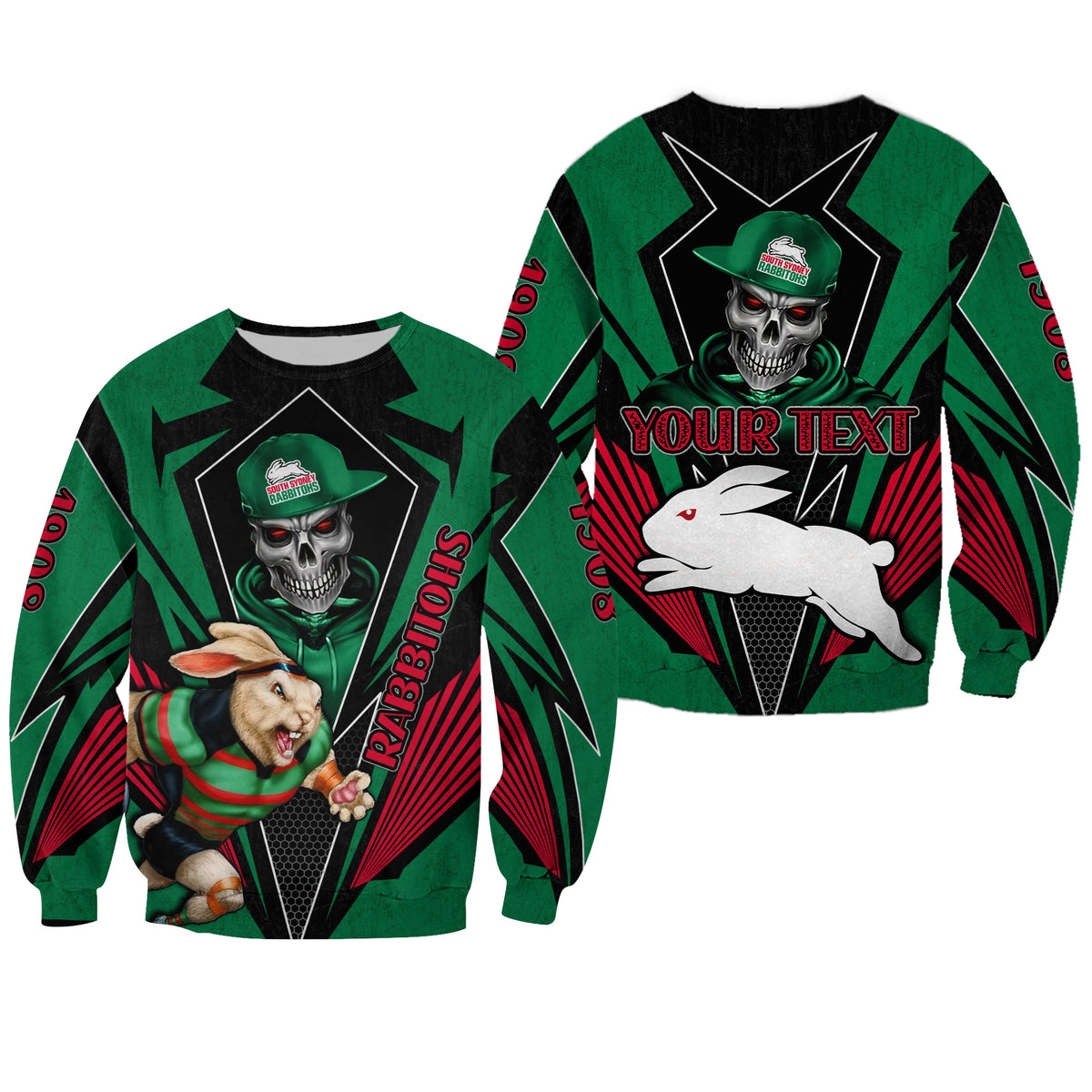 custom-personalised-rabbitohs-rugby-sweatshirt-mascot-south-sydney-since-1908-cool-skull