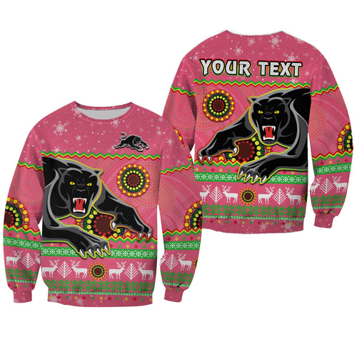 custom-personalised-panthers-christmas-sweatshirt-aboriginal-pattern-penrith-pink-version