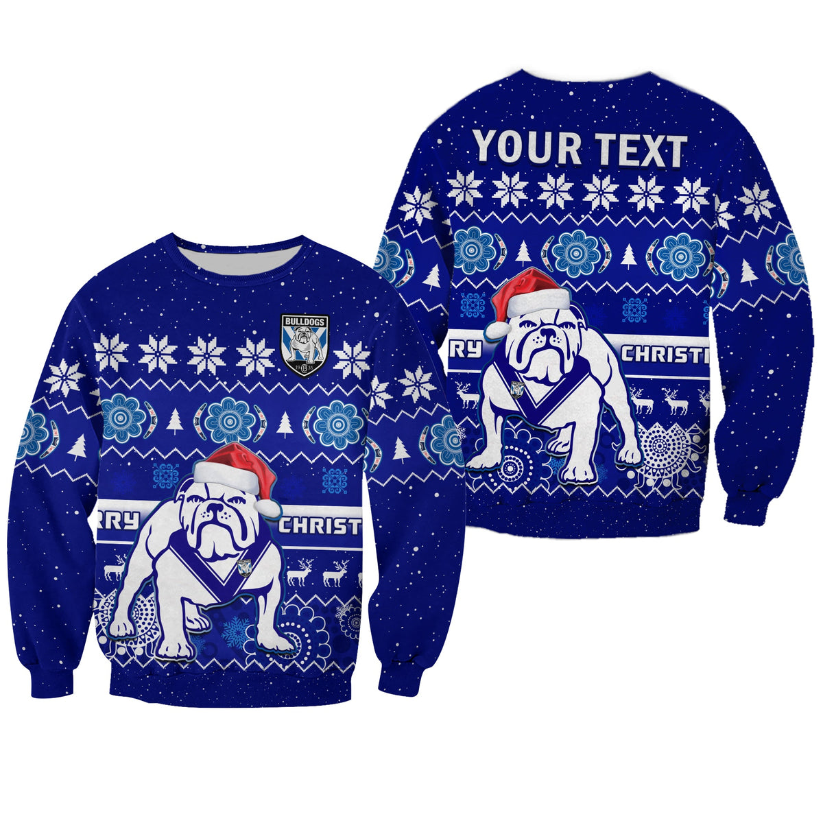 custom-personalised-bulldogs-rugby-christmas-sweatshirt-berries-merry-xmas-aboriginal-art