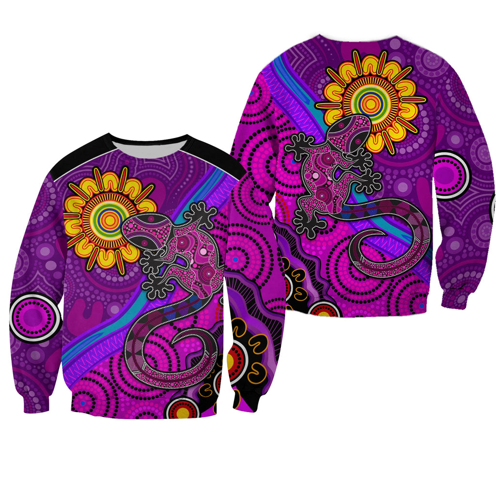 australia-lizard-and-sun-sweatshirt-aboriginal-art-purple