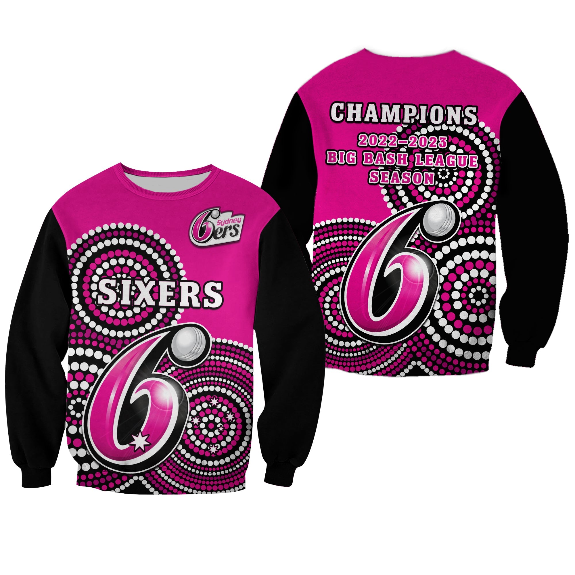 sydney-sixers-cricket-sweatshirt-champions-bbl12-proud-indigenous-art
