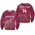 custom-text-and-number-maroons-rugby-sweatshirt-kangaroo-indigenous-pattern-unique-version