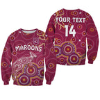 custom-text-and-number-maroons-rugby-sweatshirt-kangaroo-indigenous-pattern-unique-version