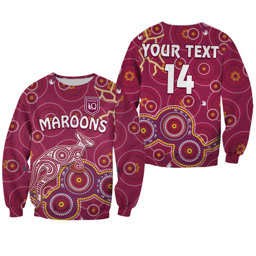 custom-text-and-number-maroons-rugby-sweatshirt-kangaroo-indigenous-pattern-unique-version