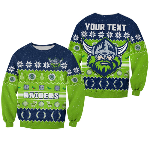 custom-personalised-raiders-christmas-sweatshirt-the-green-machine-aboriginal-art-merry-xmas
