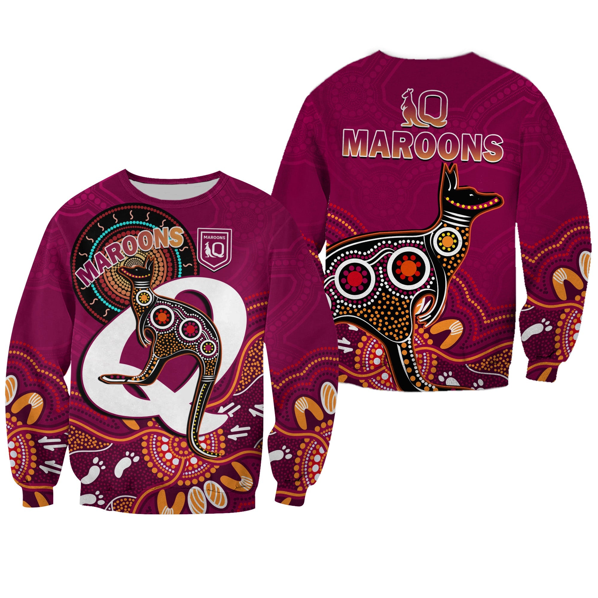 maroons-rugby-sweatshirt-queensland-kangaroo-aboriginal-dot-paintings