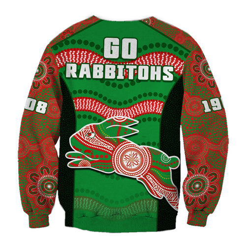 rabbitohs-rugby-sweatshirt-souths-1908-aboriginal-dot-painting-go-bunnies