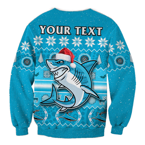 custom-personalised-sharks-christmas-sweatshirt-cronulla-sutherland-aboriginal-art-merry-xmas