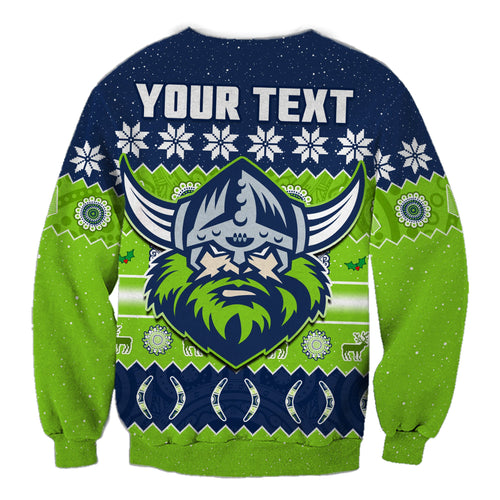 custom-personalised-raiders-christmas-sweatshirt-the-green-machine-aboriginal-art-merry-xmas