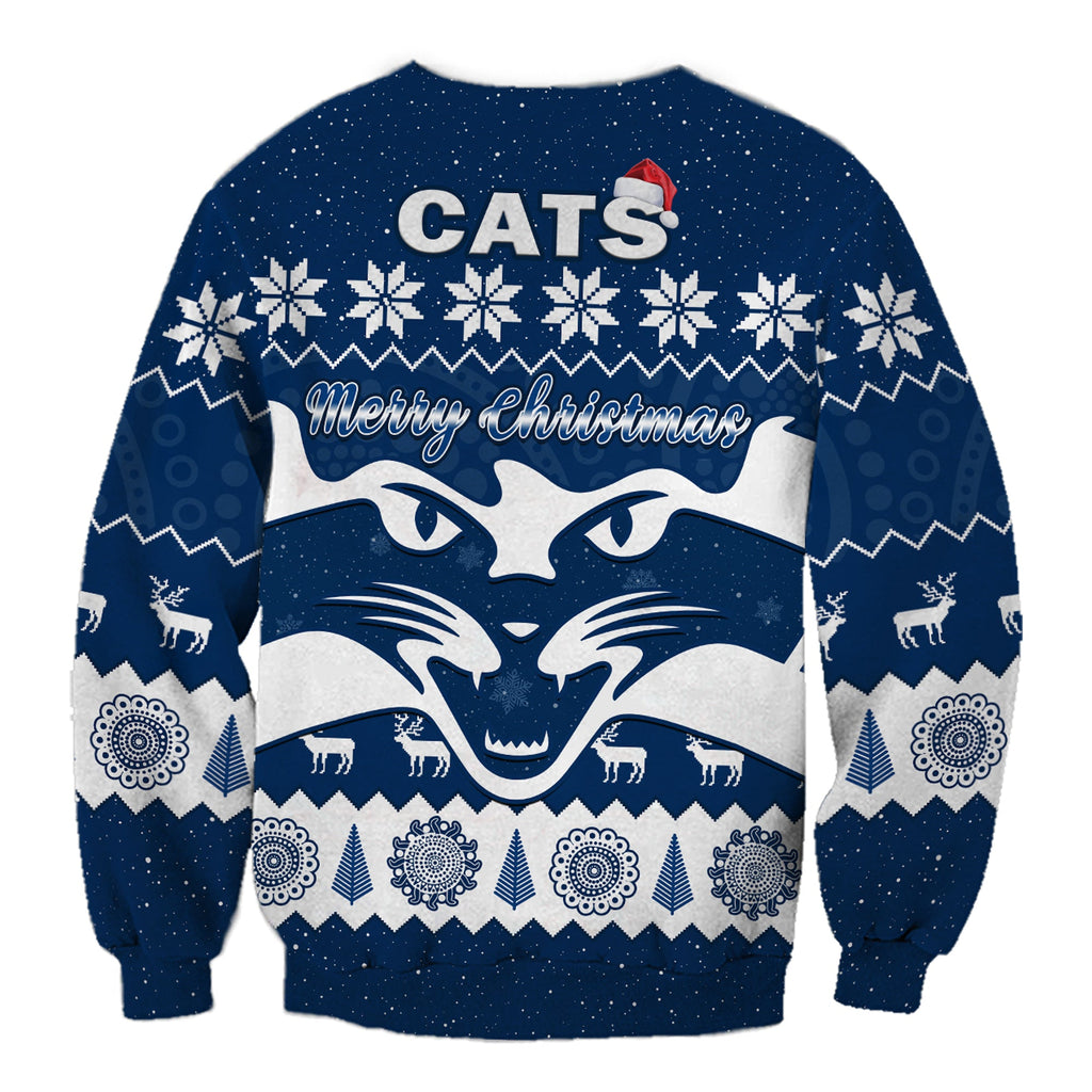 cats-football-christmas-sweatshirt-geelong-aboriginal-painting