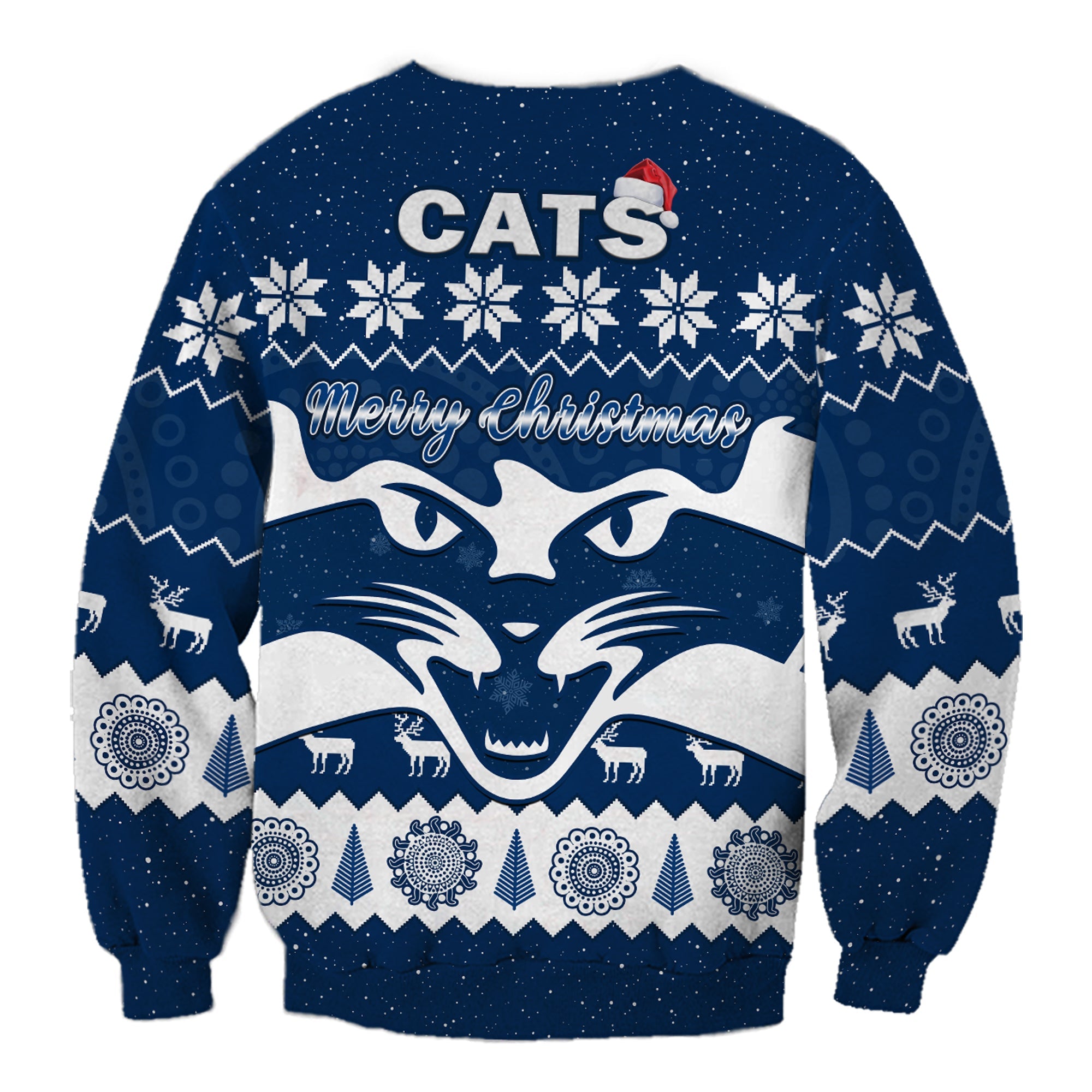 cats-football-christmas-sweatshirt-geelong-aboriginal-painting