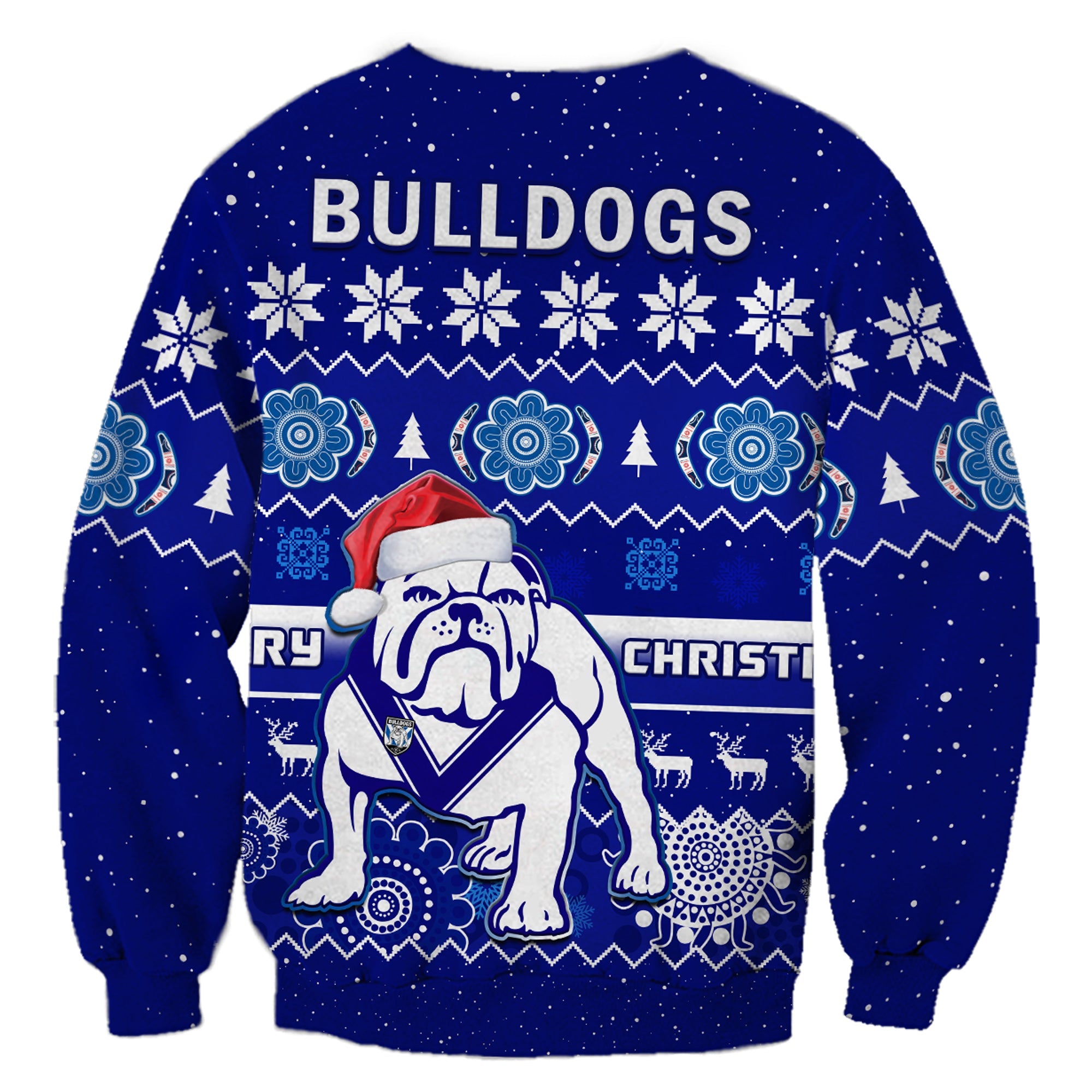 bulldogs-rugby-christmas-sweatshirt-berries-merry-xmas-aboriginal-art