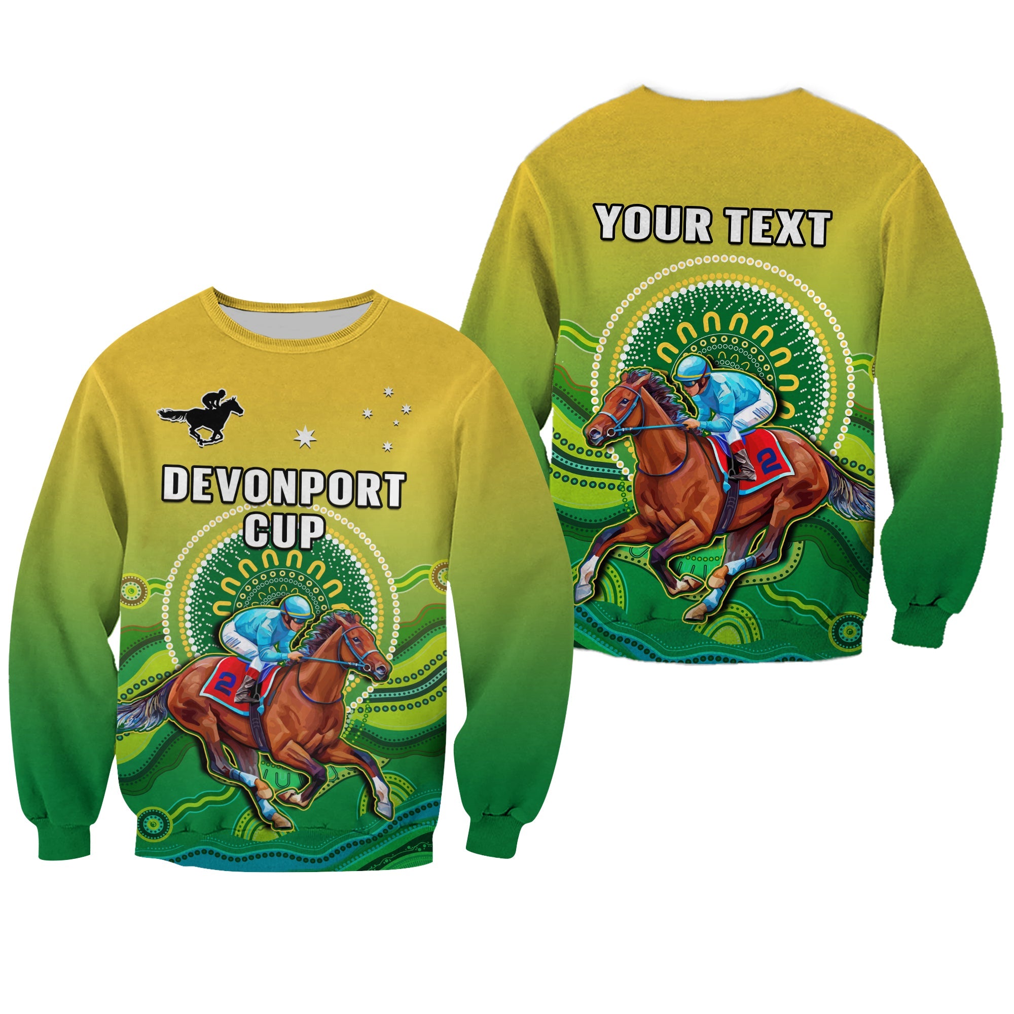 custom-personalised-australia-devonport-cup-2023-sweatshirt-horse-racing-indigenous-art