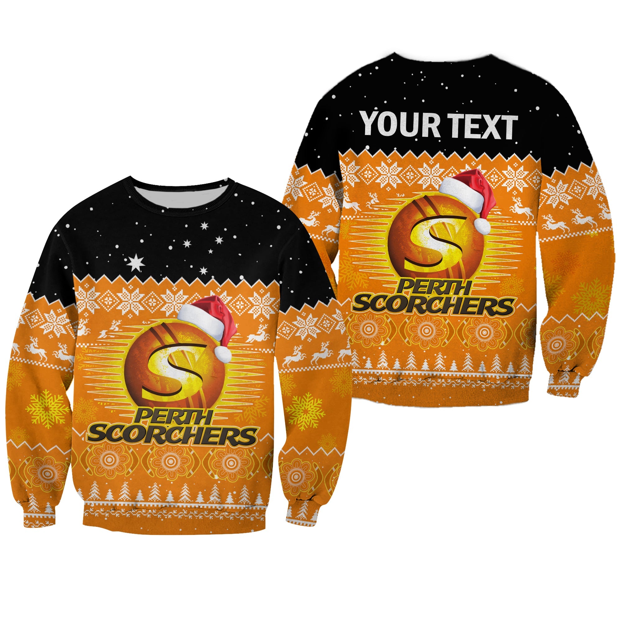 custom-personalised-perth-scorchers-cricket-sweatshirt-aboriginal-merry-christmas