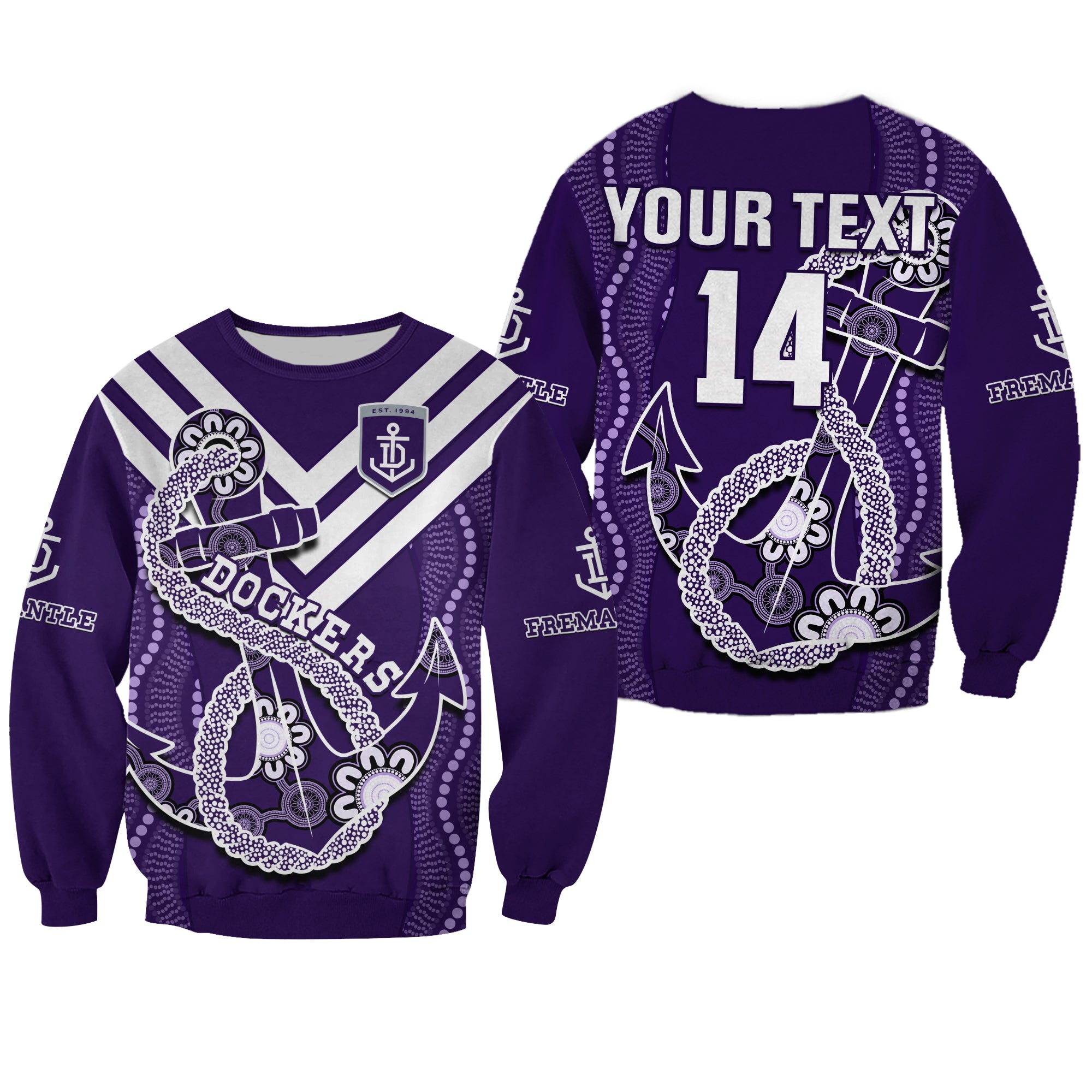 custom-text-and-number-dockers-football-sweatshirt-fremantle-anchor-mix-aboriginal-pattern-dynamic-style