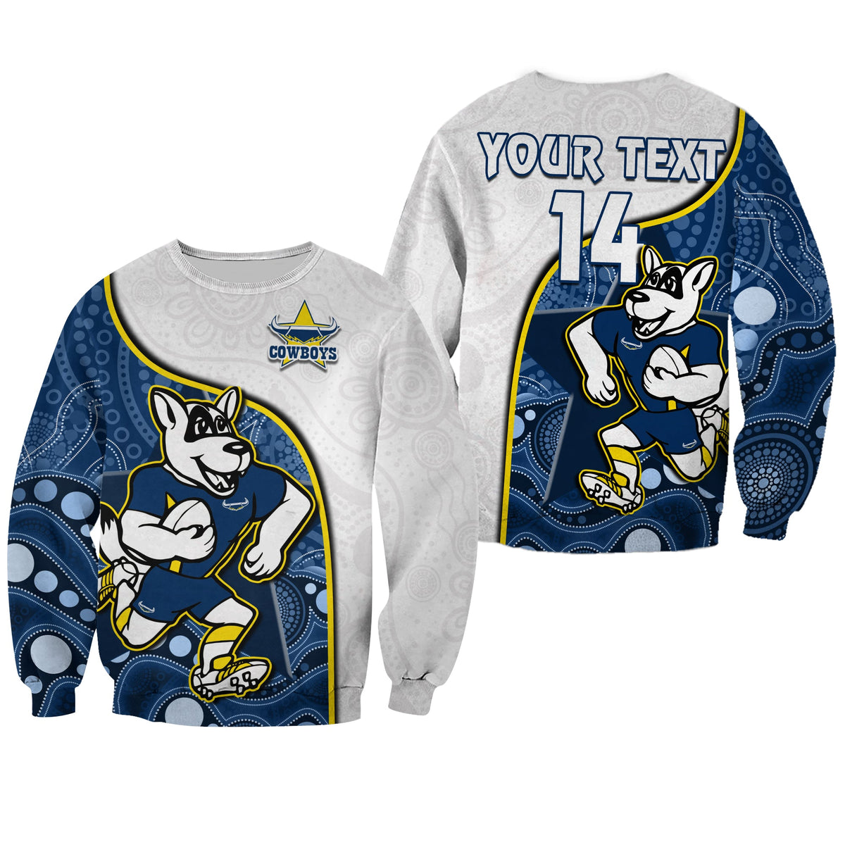 custom-text-and-number-cowboys-rugby-sweatshirt-macost-indigenous-pattern-2022-premiers