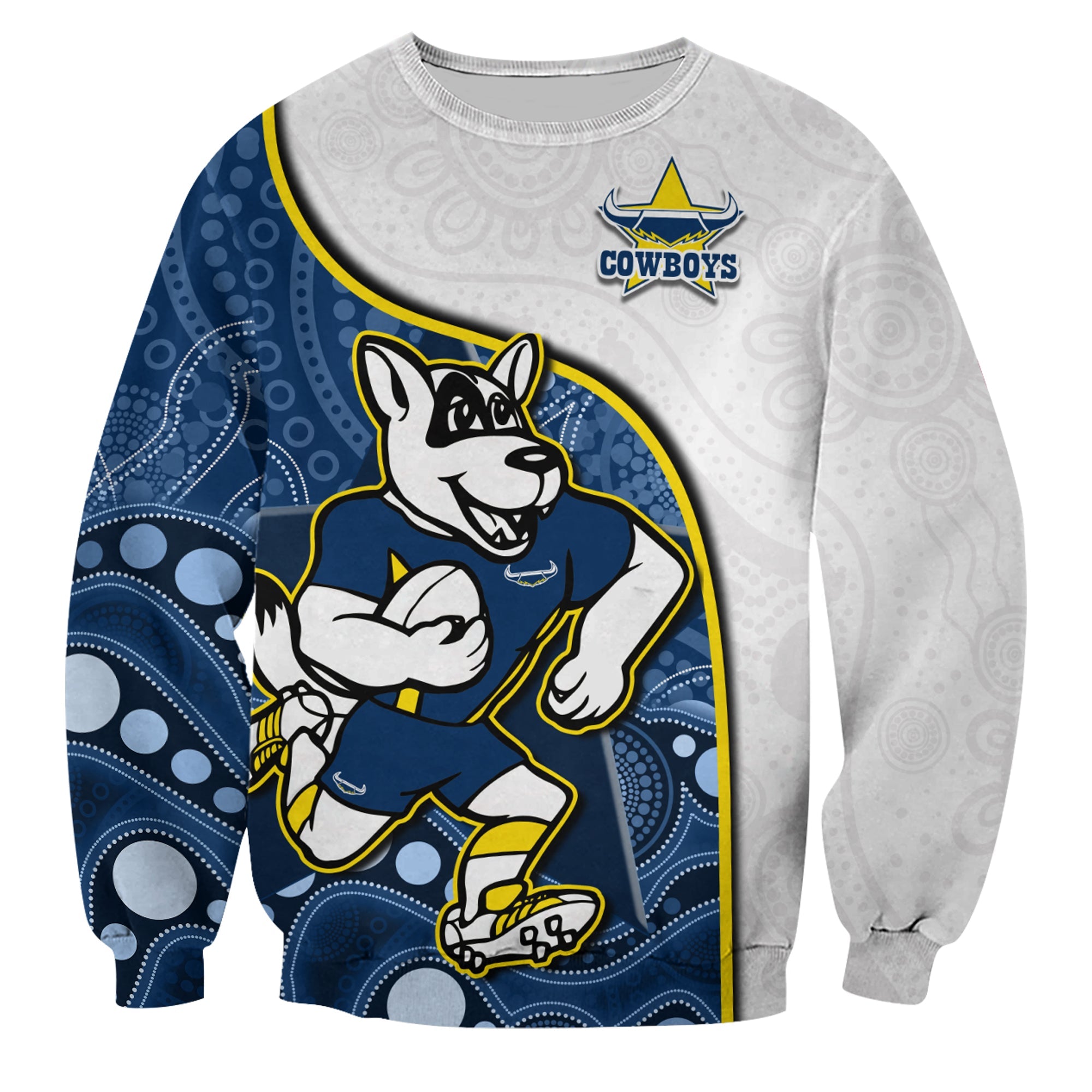 custom-text-and-number-cowboys-rugby-sweatshirt-macost-indigenous-pattern-2022-premiers