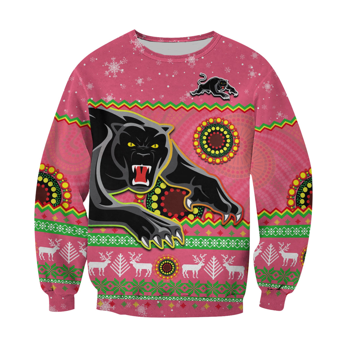 panthers-christmas-sweatshirt-aboriginal-pattern-penrith-pink-version