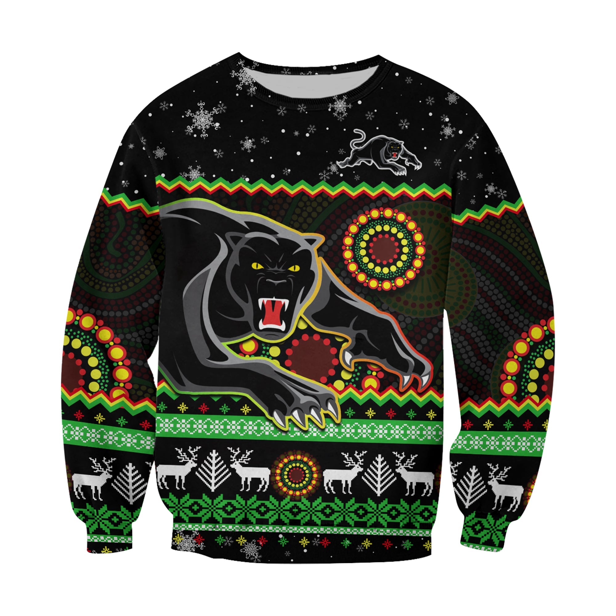 panthers-christmas-sweatshirt-aboriginal-pattern-penrith-black-version