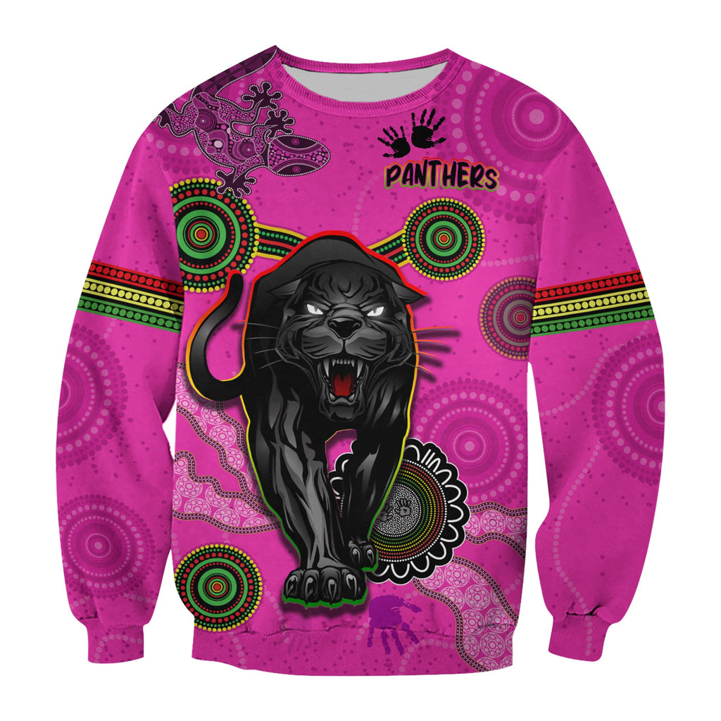 custom-text-and-number-panthers-sweatshirt-aboriginal-with-lizard
