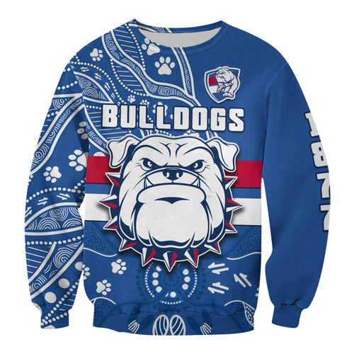 custom-text-and-number-bulldogs-football-sweatshirt-scraggers-1877-aboriginal-dot-painting-newest-version
