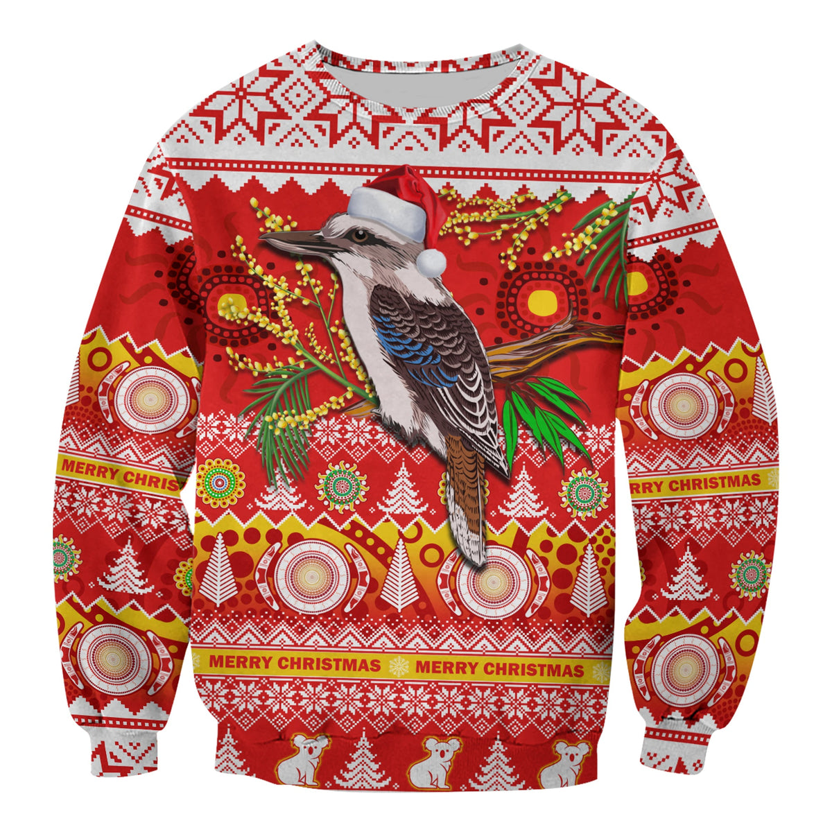 australia-sweatshirt-kookaburra-mix-golden-wattle-aboriginal-art-merry-christmas
