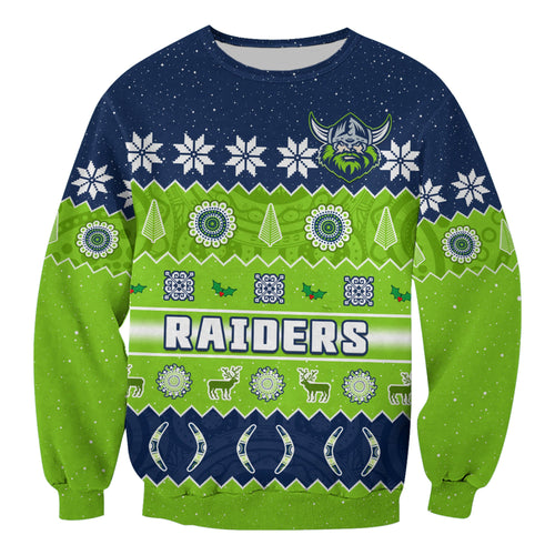 custom-personalised-raiders-christmas-sweatshirt-the-green-machine-aboriginal-art-merry-xmas