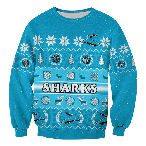 custom-personalised-sharks-christmas-sweatshirt-cronulla-sutherland-aboriginal-art-merry-xmas