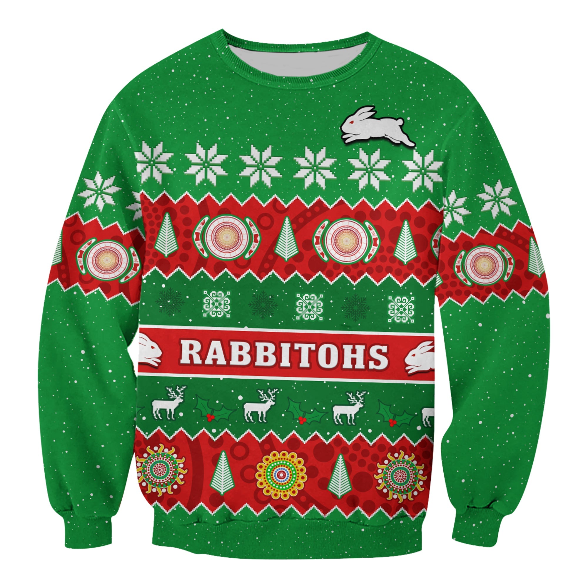 custom-personalised-rabbitohs-christmas-sweatshirt-souths-aboriginal-art-merry-xmas