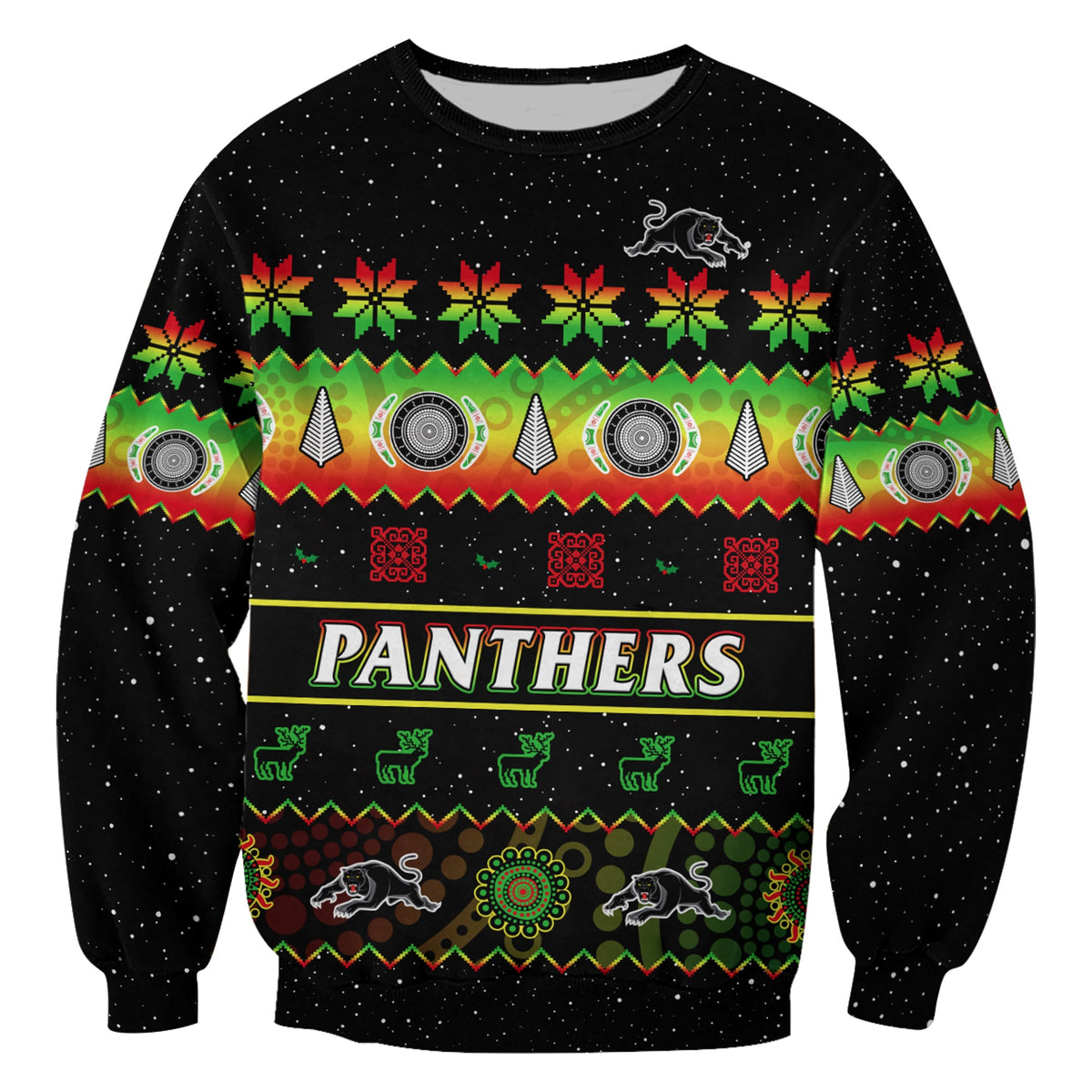 penrith-panthers-christmas-sweatshirt-the-riff-aboriginal-art-merry-xmas