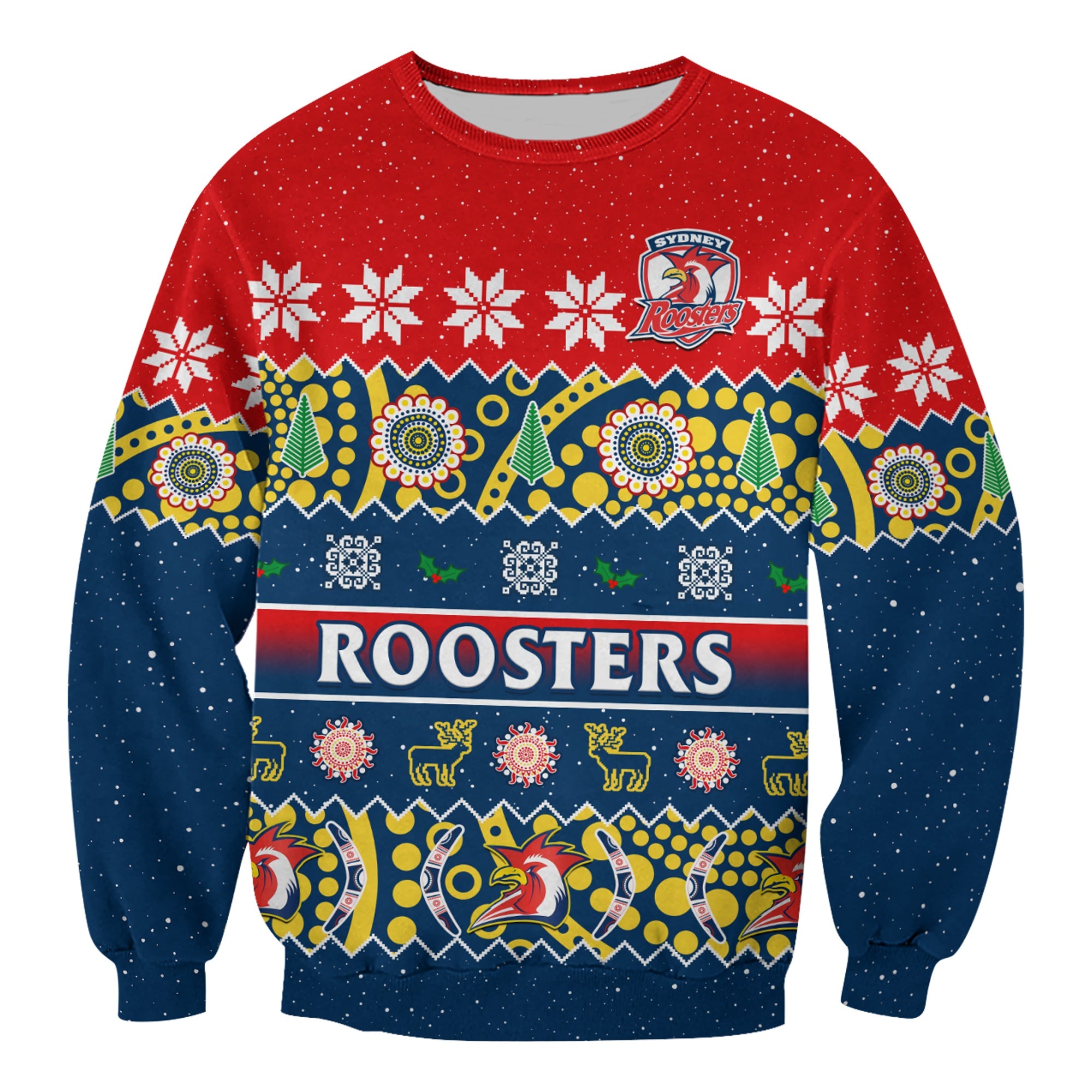 custom-personalised-sydney-roosters-christmas-sweatshirt-easts-aboriginal-art-merry-xmas