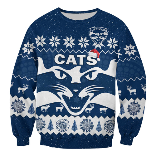 cats-football-christmas-sweatshirt-geelong-aboriginal-painting