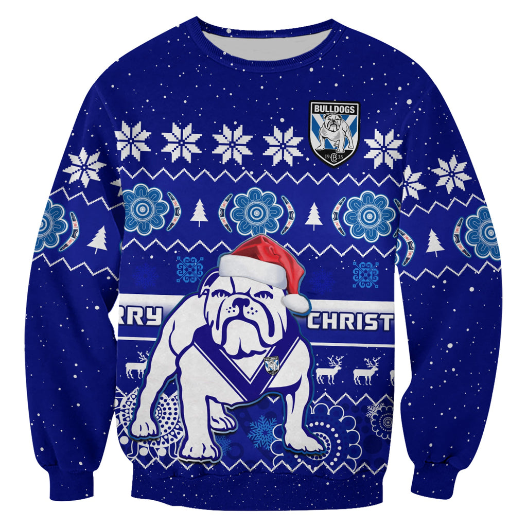 custom-personalised-bulldogs-rugby-christmas-sweatshirt-berries-merry-xmas-aboriginal-art