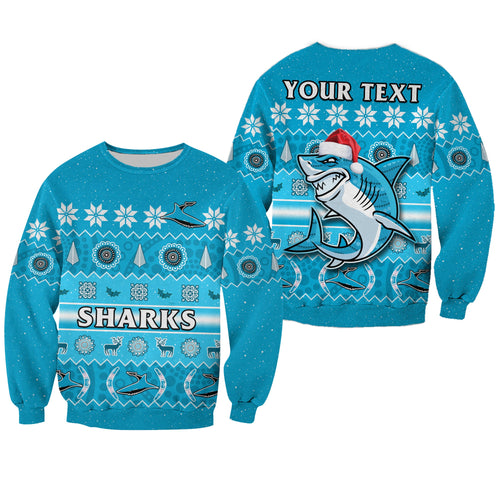 custom-personalised-sharks-christmas-sweatshirt-cronulla-sutherland-aboriginal-art-merry-xmas