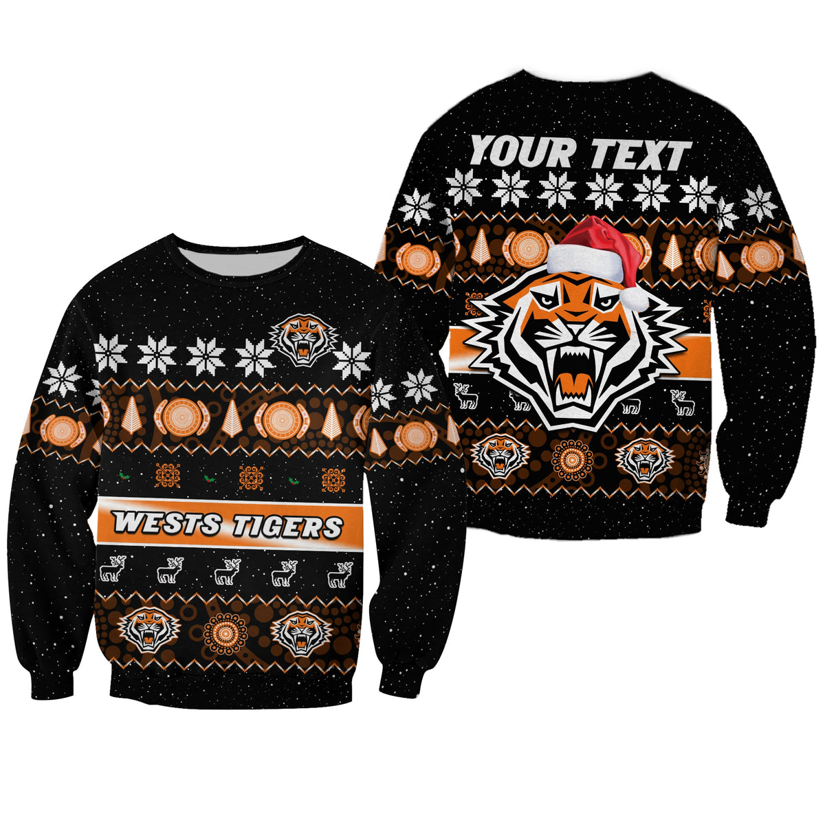 custom-personalised-wests-tigers-christmas-sweatshirt-aboriginal-art-merry-xmas