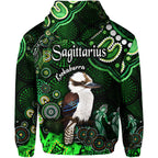 australian-astrology-zip-up-and-pullover-hoodie-sagittarius-kookaburra-zodiac-aboriginal-vibes-green