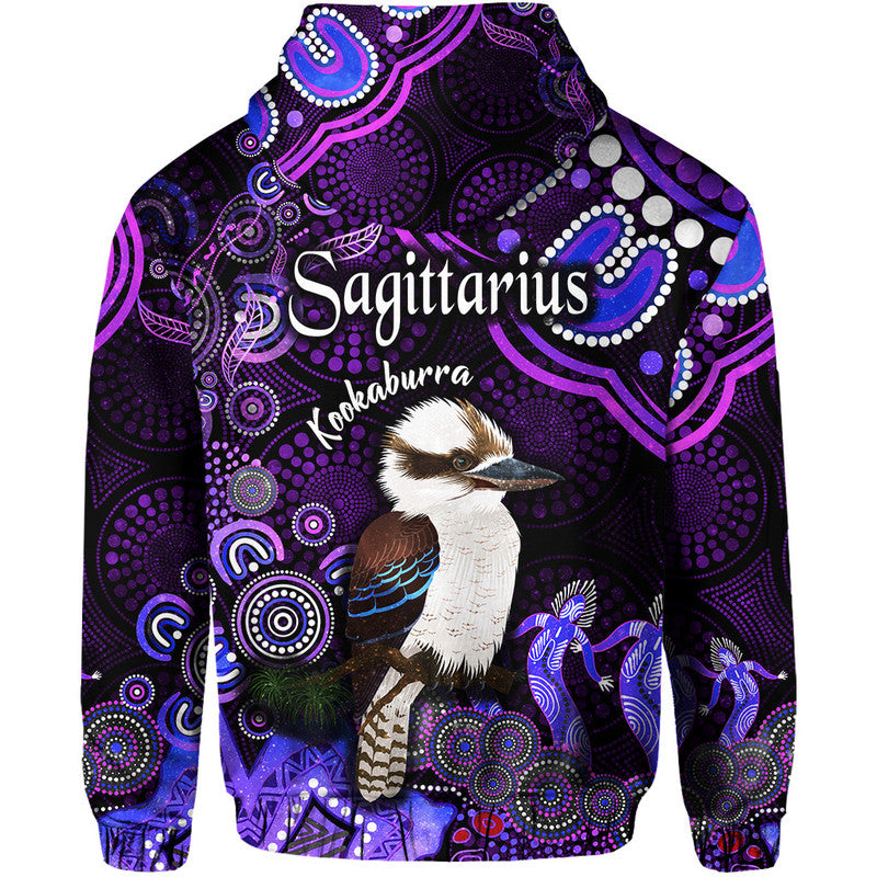 australian-astrology-zip-up-and-pullover-hoodie-sagittarius-kookaburra-zodiac-aboriginal-vibes-purple