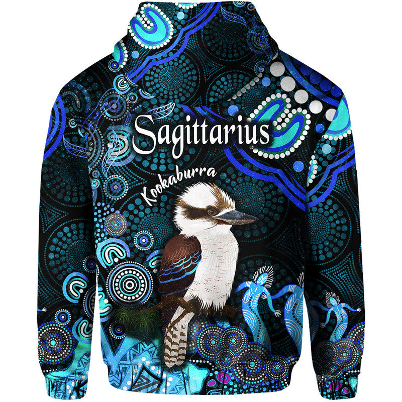 australian-astrology-zip-up-and-pullover-hoodie-sagittarius-kookaburra-zodiac-aboriginal-vibes-blue