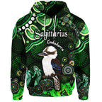 australian-astrology-zip-up-and-pullover-hoodie-sagittarius-kookaburra-zodiac-aboriginal-vibes-green