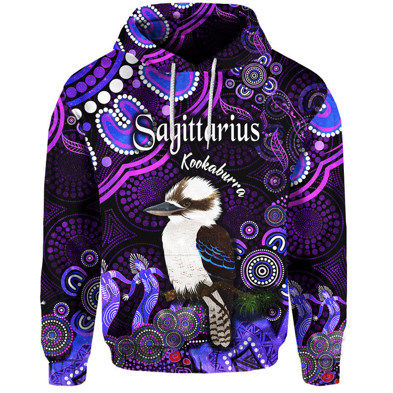 australian-astrology-zip-up-and-pullover-hoodie-sagittarius-kookaburra-zodiac-aboriginal-vibes-purple