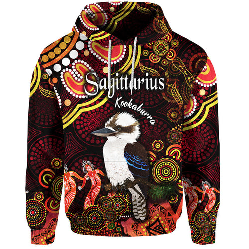 custom-personalised-australian-astrology-zip-up-and-pullover-hoodie-sagittarius-kookaburra-zodiac-aboriginal-vibes-red