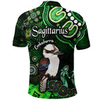 australian-astrology-polo-shirt-sagittarius-kookaburra-zodiac-aboriginal-vibes-green