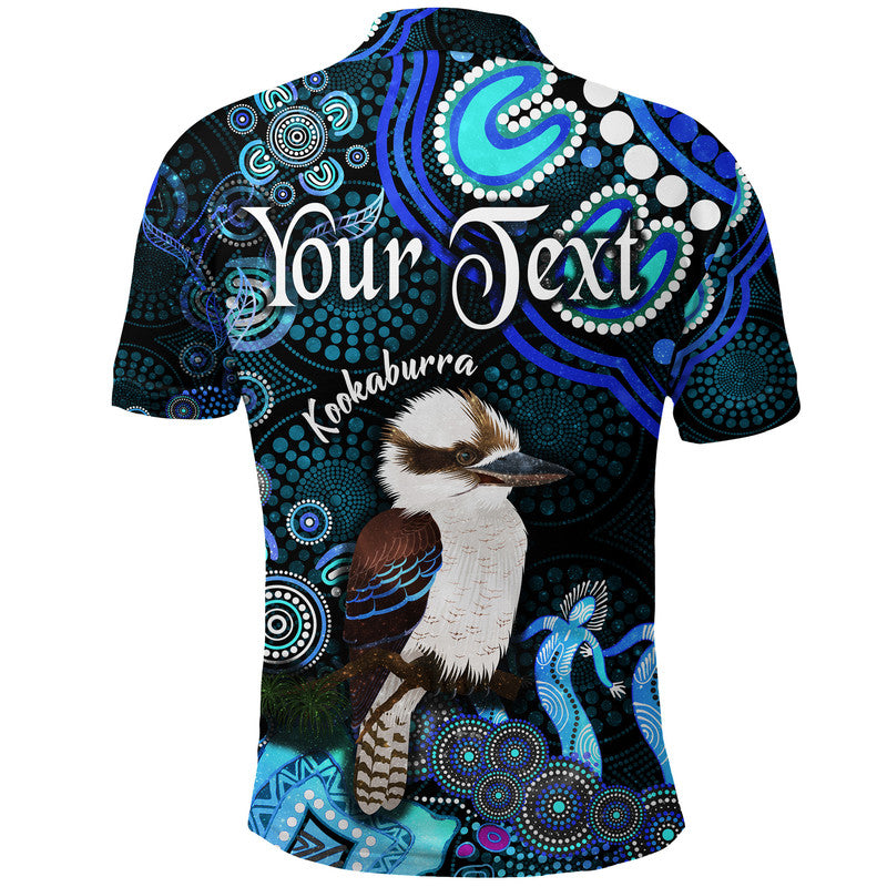 custom-personalised-australian-astrology-polo-shirt-sagittarius-kookaburra-zodiac-aboriginal-vibes-blue